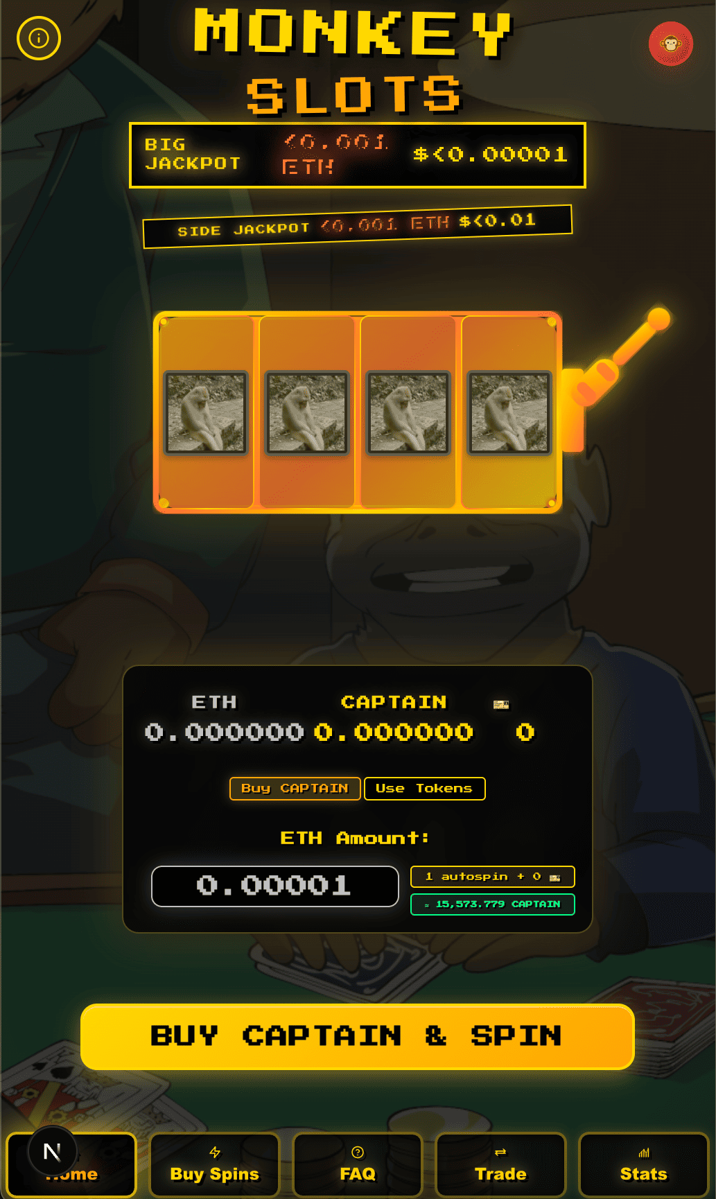 Monkey Slots - DeFi Casino - Farcaster Mini Apps screenshot