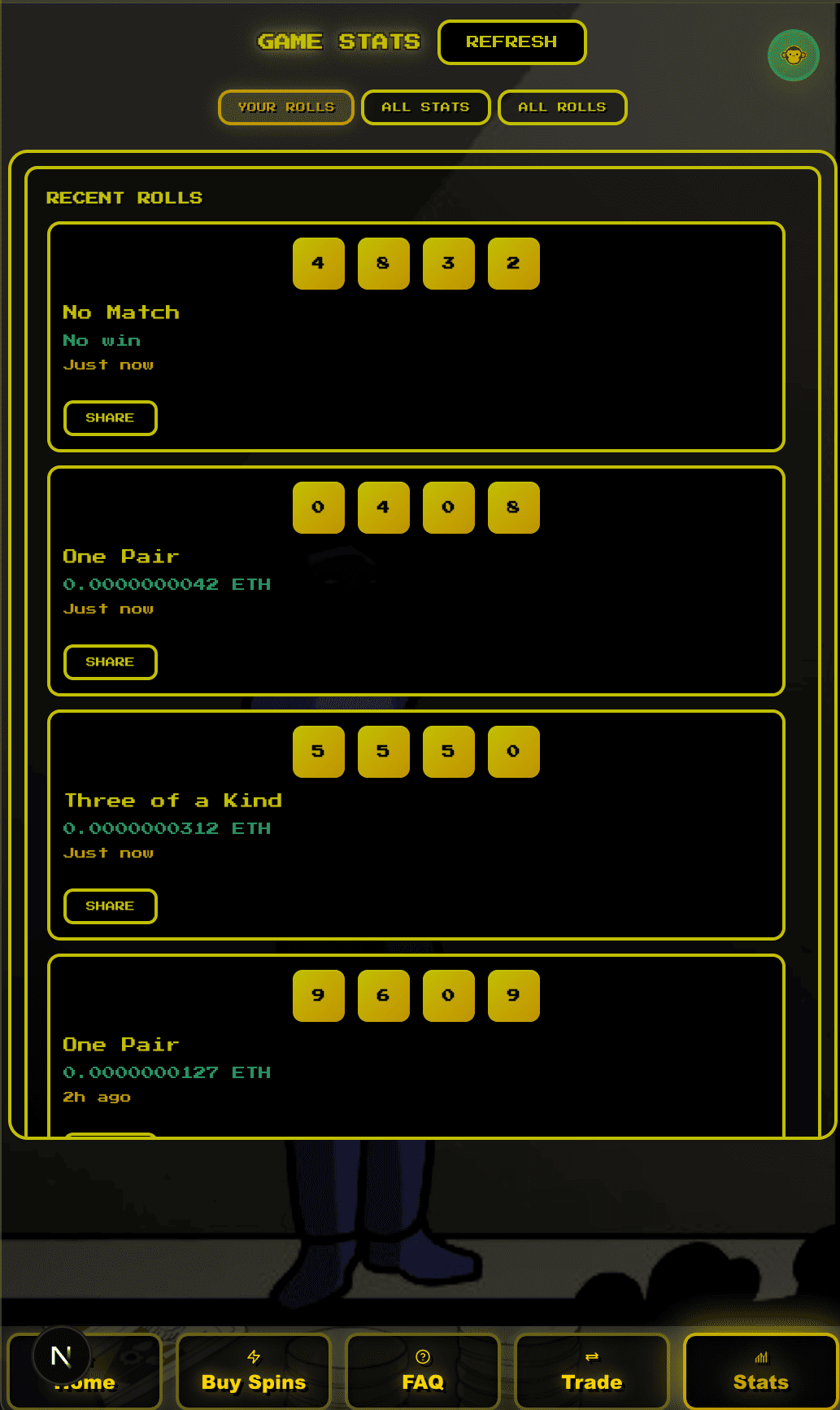 Monkey Slots - DeFi Casino - Farcaster Mini Apps screenshot